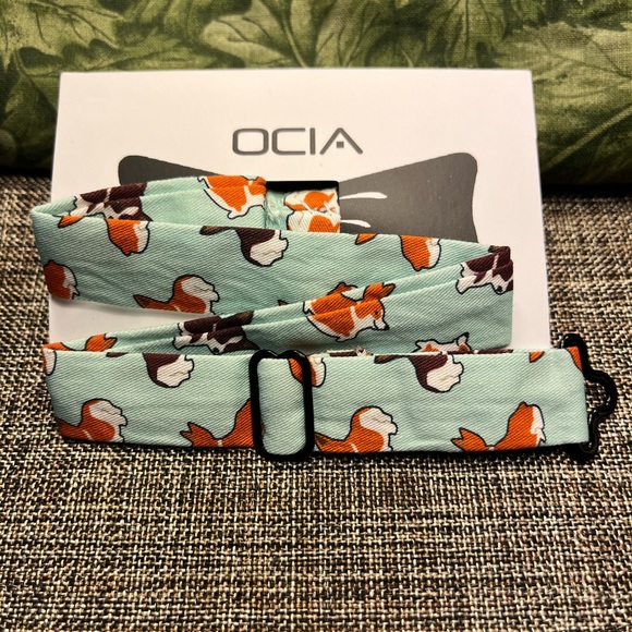 76-PTT NWT OCIA Handmade Toddlers Green With Corgis Dogs Bow Tie High Quality - Picture 2 of 9